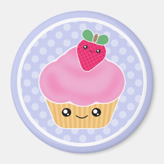 Kawaii Cupcake Strawberry Magnet (Vorne)