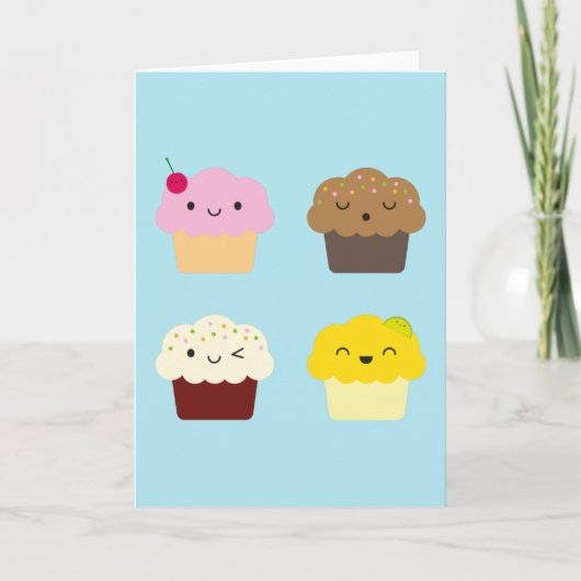 Kawaii Cupcakes Karte (Vorderseite)