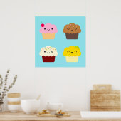 Kawaii Cupcakes Poster (Küche)