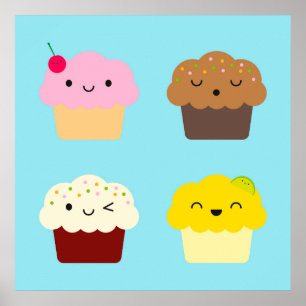 Kawaii Cupcakes Poster
