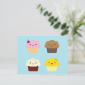 Kawaii Cupcakes Postkarte (Stehend Vorderseite)