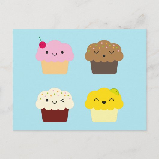 Kawaii Cupcakes Postkarte (Vorderseite)
