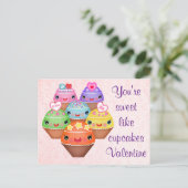 Kawaii Cupcakes Valentinstag Postkarte (Stehend Vorderseite)