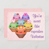 Kawaii Cupcakes Valentinstag Postkarte (Vorne/Hinten)
