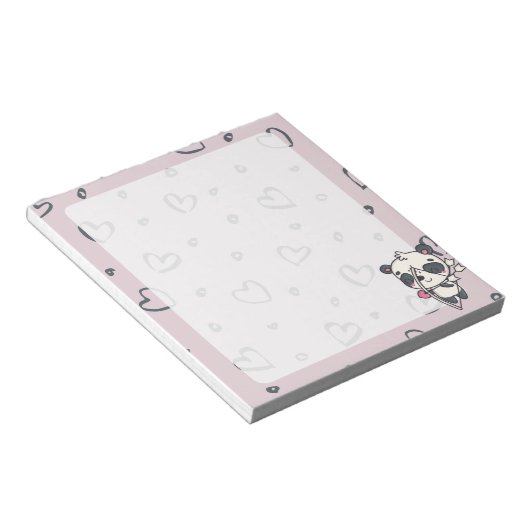 Kawaii Cupid Panda & Hearts Notepad Notizblock (angewinkelt)