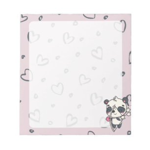Kawaii Cupid Panda & Hearts Notepad Notizblock