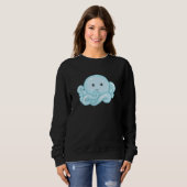 Kawaii Cute Aesthetic Happy Pastel Blue Octopus Sweatshirt (Vorne ganz)