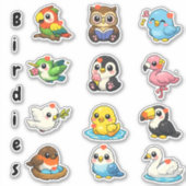 Kawaii Cute Birdies Student Reward Stickers Aufkleber (Vorderseite)