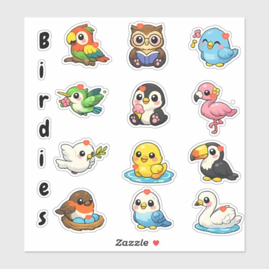 Kawaii Cute Birdies Student Reward Stickers Aufkleber (Blatt)