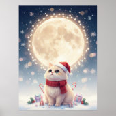 Kawaii Cute Cat Christmas With Moon Poster (Vorne)