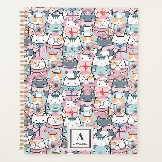 Kawaii Cute Cat Pattern (3) Planer (Vorderseite)