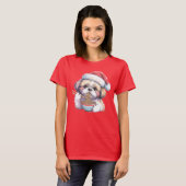 Kawaii Cute Santa Shih Tzu Eating Ramen T-Shirt (Vorne ganz)