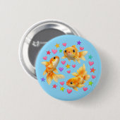 kawaii cute y2k rainbow goldfish  button (Vorne & Hinten)