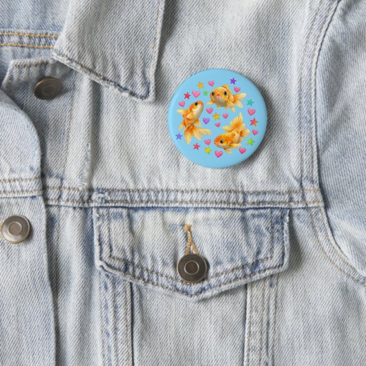 kawaii cute y2k rainbow goldfish  button (Beispiel)