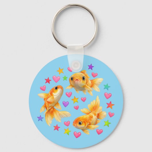 kawaii cute y2k rainbow goldfish  schlüsselanhänger (Vorderseite)