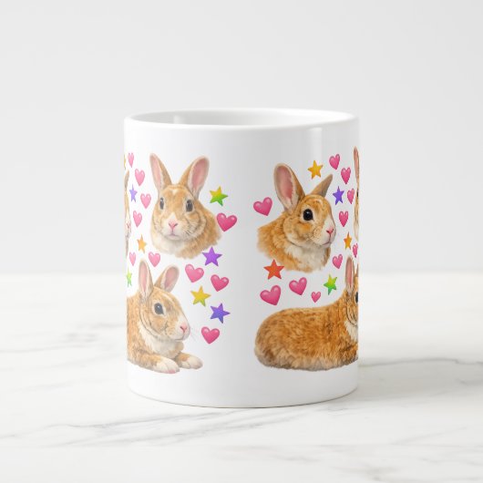 kawaii cute y2k rainbow rabbit bunny Jumbo-Tasse (Vorderseite)