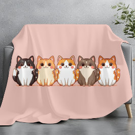 Kawaii Cutie Kitty Crew | Cozy Peach Pink Cat Mom  Fleecedecke