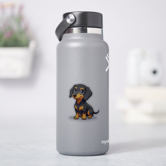 Kawaii Dackel Welpe - Herz-Augen Aufkleber (HydroFlask)