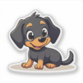 Kawaii Dackel Welpe - Schlampe Pose Aufkleber (Vorderseite)