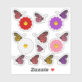 Kawaii Daisy Blume mit Butterfly Vinyl Sticker (Blatt)