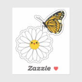 Kawaii Daisy mit Butterfly Vinyl Sticker (Blatt)