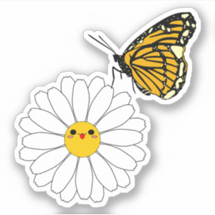 Kawaii Daisy mit Butterfly Vinyl Sticker