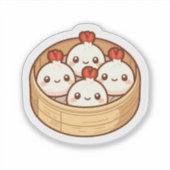 Kawaii-Dampfnudel-Bambuskörbchen-Kunst Aufkleber (Vorderseite)