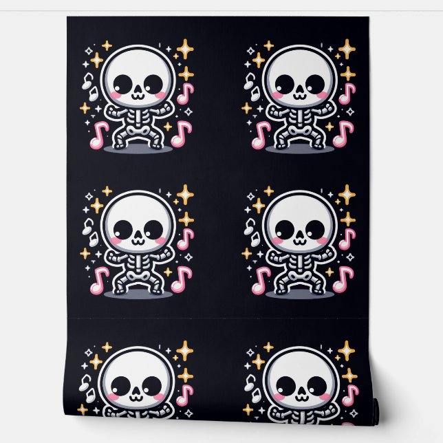 Kawaii Dancing Skeleton Halloween Niedlich Spooky  Tapete (Abrollen)
