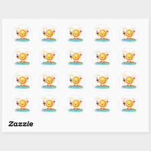 Kawaii Dancing Sun Pool Party Sticker