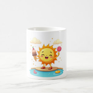 Kawaii Dancing Sun Summer Poolseite Tasse