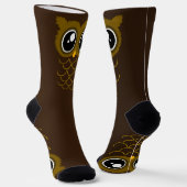 Kawaii Dark Brown Owl Socken (Gewinkelt)
