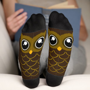 Kawaii Dark Brown Owl Socken