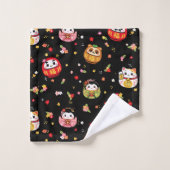 Kawaii-Daruma-Muster Badhandtuch Set (Waschlappen)