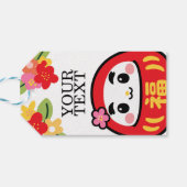 Kawaii-Daruma-Muster Geschenkanhänger (Rückseite Horizontal)