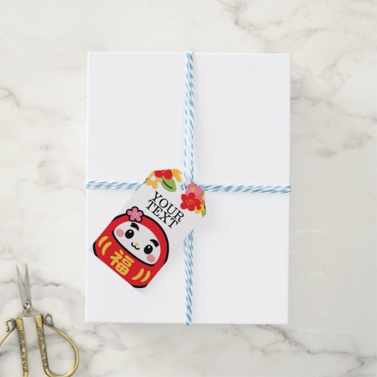 Kawaii-Daruma-Muster Geschenkanhänger (Mit Garn)
