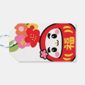 Kawaii-Daruma-Muster Geschenkanhänger (Rückseite Horizontal)