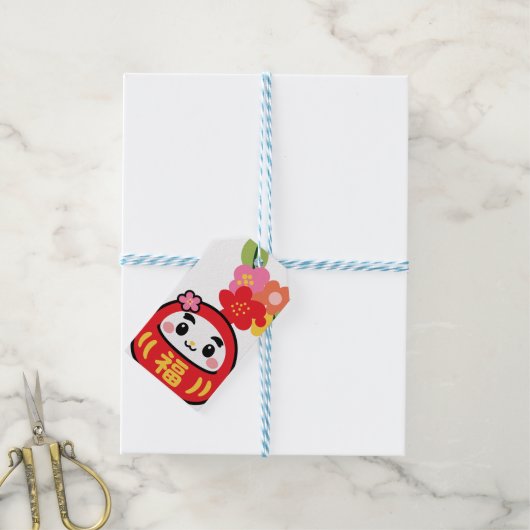 Kawaii-Daruma-Muster Geschenkanhänger (Mit Garn)