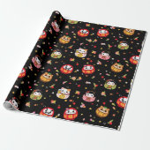 Kawaii-Daruma-Muster Geschenkpapier (Ungerollt)