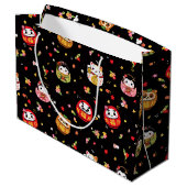 Kawaii-Daruma-Muster Große Geschenktüte (Rückseite Schrägansicht)