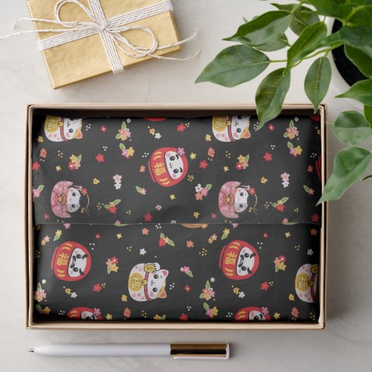 Kawaii-Daruma-Muster Seidenpapier (Geschenk)
