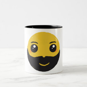 Kawaii, das mit Bart u. dem Schnurrbart lächelt Zweifarbige Tasse