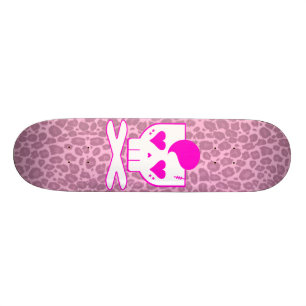 KAWAII DEATHROCK SCHÄDEL-ROSA-LEOPARD-PLATTFORM SKATEBOARD