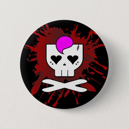 KAWAII DEATHROCK SKULL BLOOD SPRITZER BUTTON SCHAL (Vorderseite)