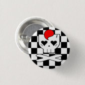 KAWAII DEATHROCK SKULL CHECKERBOARD BUTTON BUTTON (Vorne & Hinten)