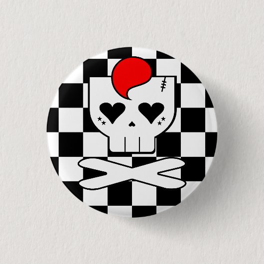 KAWAII DEATHROCK SKULL CHECKERBOARD BUTTON BUTTON (Vorderseite)