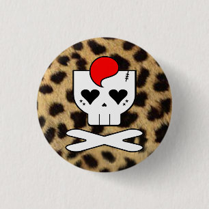 KAWAII DEATHROCK SKULL CHEETAH DRUCKEN BUTTON-TAST BUTTON