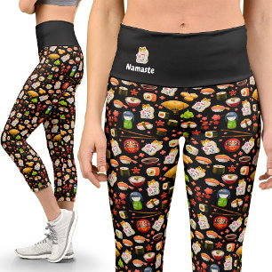Kawaii Decora Capri Sushi Yoga Leggings