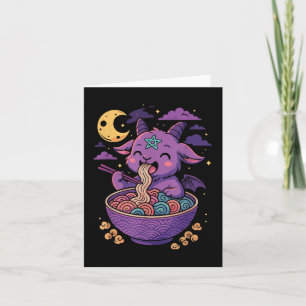 Kawaii Demon Ramen Noodles Goat Pentagram Pastel B Karte