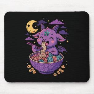 Kawaii Demon Ramen Noodles Goat Pentagram Pastel B Mousepad