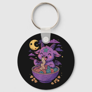 Kawaii Demon Ramen Noodles Goat Pentagram Pastel B Schlüsselanhänger